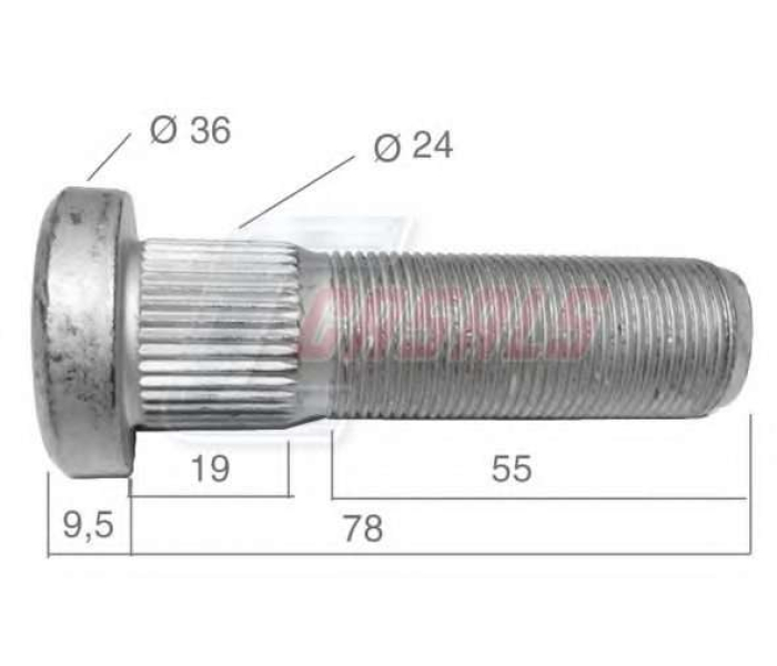 Шпилька колесная с гайкой ROR М22Х1.5Х88